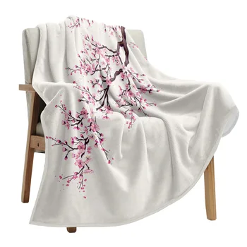 Одеяла Sakura в японском стиле, Портативное Мягкое покрывало для кровати, Офисное покрывало, Фланелевое одеяло