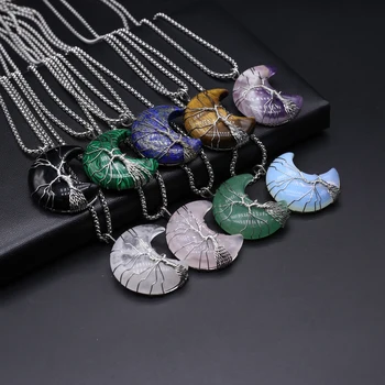 Ожерелье из натурального камня, подвеска в форме Луны, изысканные подвески для изготовления ювелирных изделий, браслет 