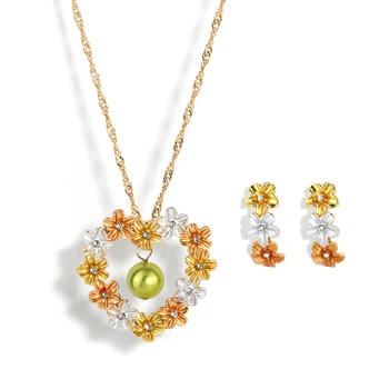 Ожерелье с цветами в виде сердца, Серьги, Аксессуары для невесты в гавайском стиле, Свадебные украшения
