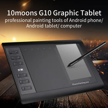 Планшет для рисования 10moons G10 Digital Art Graphics размером 10x6 дюймов со стилусом без батареи, Совместимым с Windows Android OTG