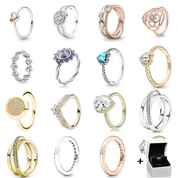 Подлинное кольцо из стерлингового серебра 925 пробы с ромашкой и пчелой Love Pan Подходит для годовщины женской помолвки