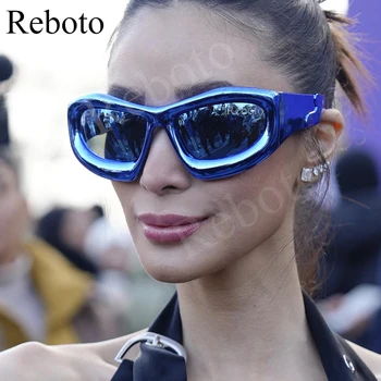 Популярные нерегулярные женские солнцезащитные очки в стиле хип-хоп, мода 2023, панк, Уникальные спортивные солнцезащитные очки, очки для мужчин, роскошный бренд Y2k Eyewear