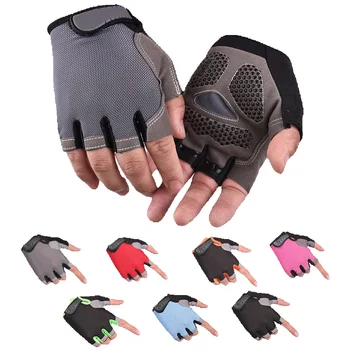 Противоскользящие ударопрочные дышащие перчатки на полпальца Дышащие велосипедные перчатки для фитнеса, бодибилдинга, кроссфита, упражнений, спортивные перчатки