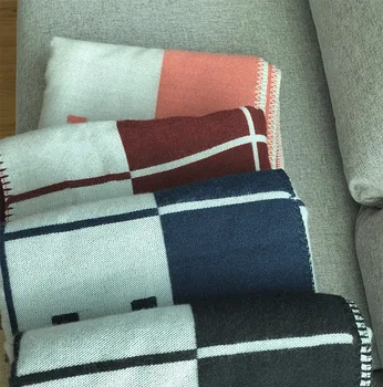 Роскошное Кашемировое дизайнерское одеяло с буквой H, Вязаное крючком, Мягкая шерстяная шаль, Одеяла для кроватей, Зимнее Теплое одеяло для дивана, Вязаное одеяло