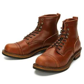 Роскошные мужские ботинки из натуральной кожи, качественная осенняя дизайнерская повседневная обувь ручной работы, Британские ботильоны