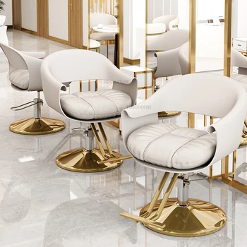Скандинавские парикмахерские кресла из искусственной кожи для мебели салона, Парикмахерское кресло, Удобные Креативные Вращающиеся парикмахерские кресла