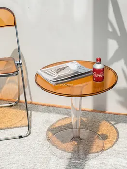 Скандинавский простой прозрачный маленький журнальный столик круглый акриловый балкон дизайнерский передвижной маленький круглый столик журнальные столики для дома mesa