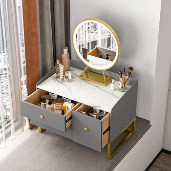 Современная мебель Комоды из массива дерева для спальни Легкий Роскошный столик для макияжа Небольшой татами Туалетный столик со светлым зеркалом