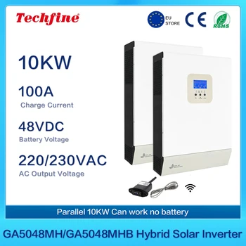 Солнечный гибридный инвертор чистой синусоидальной волны 48 В 230 В 450 В постоянного тока 10 кВт MPPT Параллельный Встроенный контроллер заряда 100A + 100A