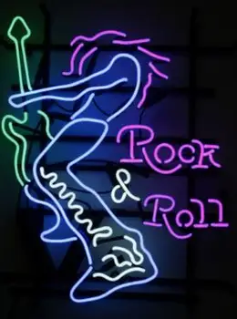 Стеклянная неоновая вывеска пивного бара Rock & Roll