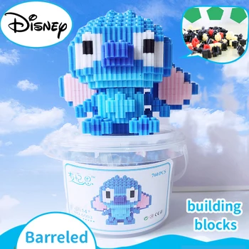 Строительные блоки Disney Игрушка для сборки Микки Мауса с бочкой для хранения Мультяшного аниме 