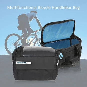 Сумка-корзина с карманом для передней трубки, многофункциональная велосипедная сумка на руль, спортивная сумка на плечо для активного отдыха.