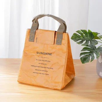 Термоизоляционный мешок, моющийся крафт-пакет для пикника на работу, может быть изготовлен из бумаги DuPont, сумка для хранения пакетов со льдом в сумочке
