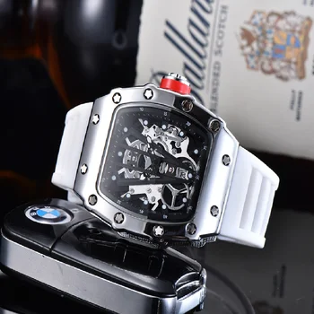 Часы Мужские Крутые Водонепроницаемые Часы Мужской Силиконовый ремешок Спортивные кварцевые часы для мужчин Наручные часы с хронографом с большим циферблатом