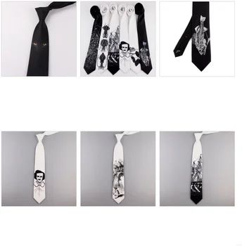  черно-белая вышивка ручной работы Премиум-класса рыба птица динозавр Галстук жениха Креативный шейный галстук сумка ширина упаковки: 7 см DX