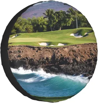 Чехол для запасного колеса с принтом Hawaii Beach Golf Course, водонепроницаемый Протектор колеса для автомобиля, грузовика, внедорожника, кемпера, прицепа Rv 14 